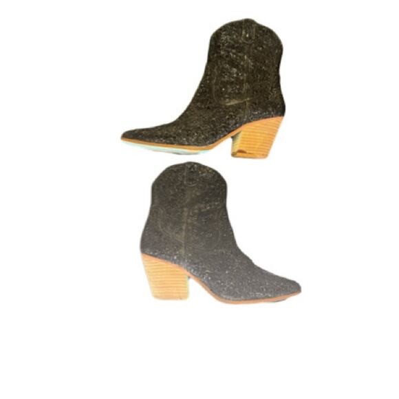 Betsey Johnson Black Ankle Booties with Glass Gems Size 7.5 - Picture 5 of 7